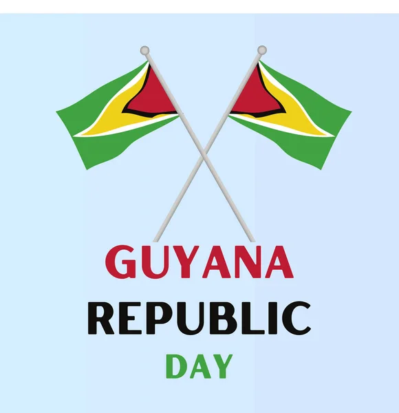 Guyana Happy Republic Day Greeting Card Banner Vector Illustration National — Stok Vektör
