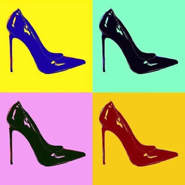 Pop Art Square High Heels Colorful Beauty — Stock Photo, Image