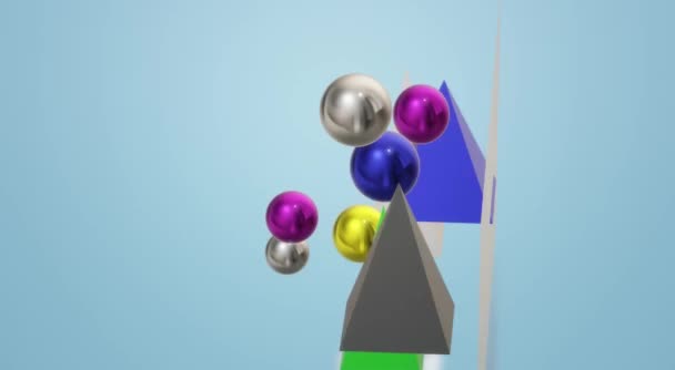 3D球体とピラミッド色のアニメーション — ストック動画