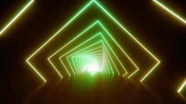 3 boyutlu, renk değişimiyle aydınlanan bir tünel. parlayan canlandırma