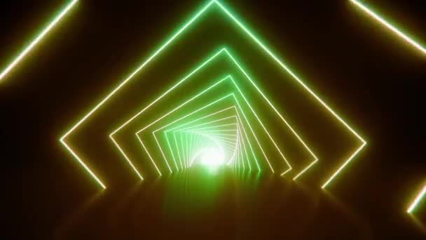 Túnel Iluminado Con Cambio Color Animación Brillante — Vídeo de stock