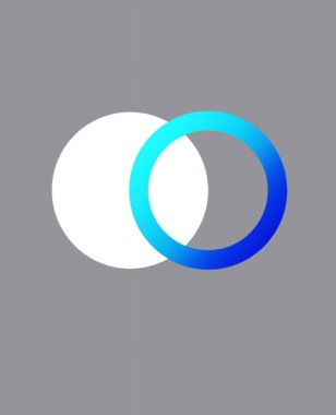 Gri arkaplanda soyut grafik tasarımı. beyaz nokta ve mavi daire