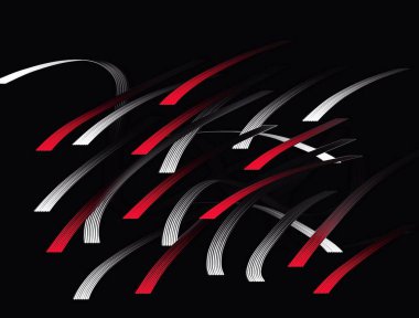 Kırmızı ve beyaz çizgileri olan soyut koyu arkaplan