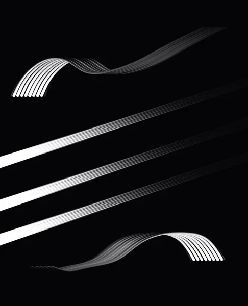 線と波の抽象的なイラスト 黒の背景 — ストック写真