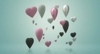 Parıltılı efektlerle çevrili kalpler