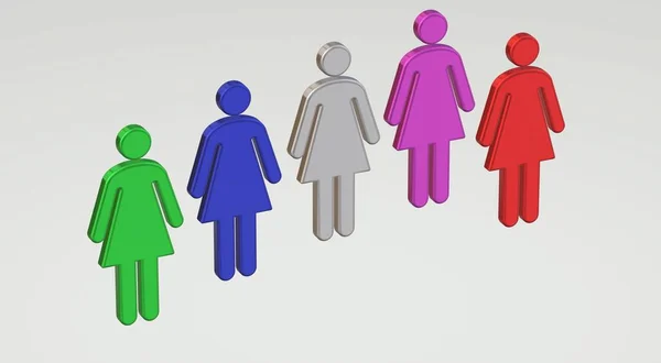 Трехмерное Общение Цветными Женщинами — стоковое фото