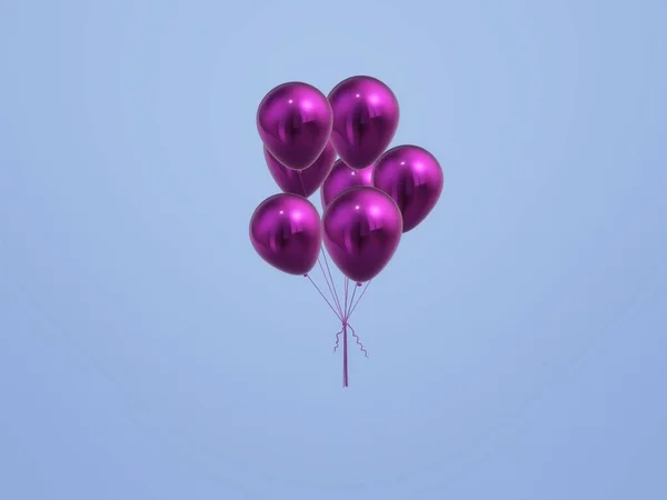 a bunch of purple balloons floating in the air