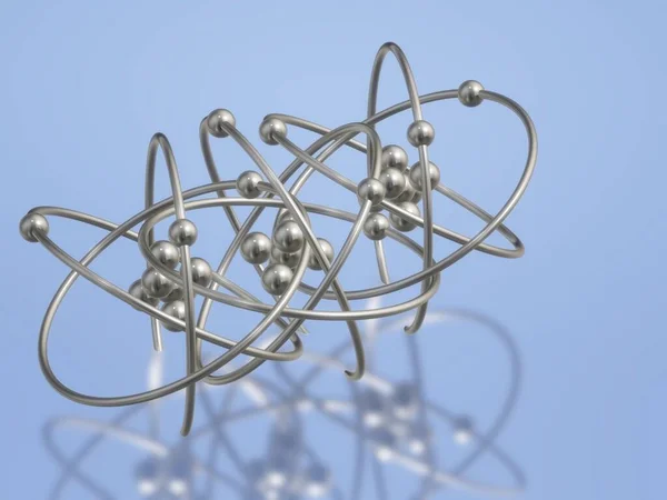 3 d render of metal molecule over white background - 3 d illustration