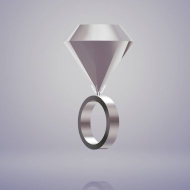 Beyaz arkaplanda 3 boyutlu gümüş yüzük çizimi.