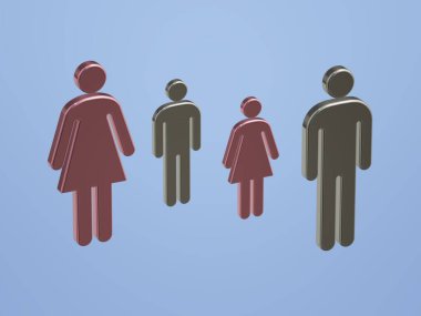 Kağıt kesiği kadın ve erkek ikonu pembe arka planda izole edilmiş. Kağıt stili. vektör.
