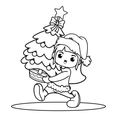 Noel 'in boyama kitabı Sevimli bir kızla