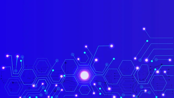 Abstract blue color high tech technology and connection system background with dark blue color background.