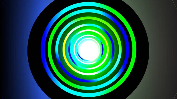 Abstract colorful glowing circle illustration. green blue yellow cyan white color circle.