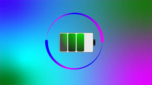 This is a smartphone battery level image animated  front view. rainbow background.