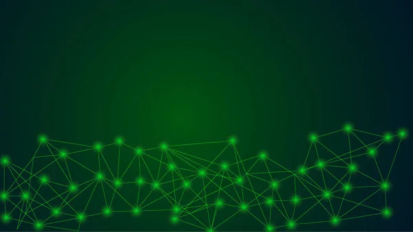 Abstract connected data pattern on bright green background. Abstract futuristic electronic circuit technology background.