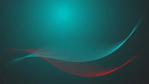 Red and cyan color wave line. Abstract wavy line with cyan color gradient background.