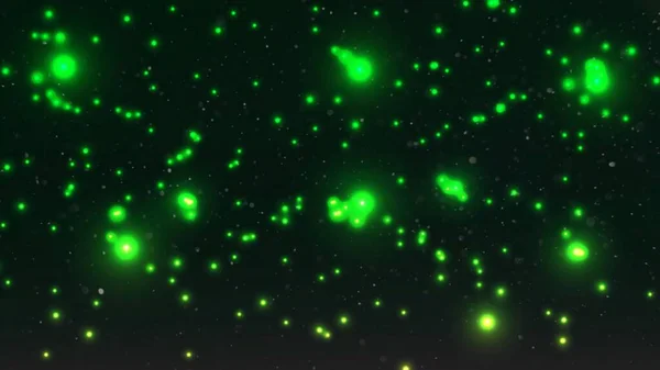 Glow green color dots particles illustration background.