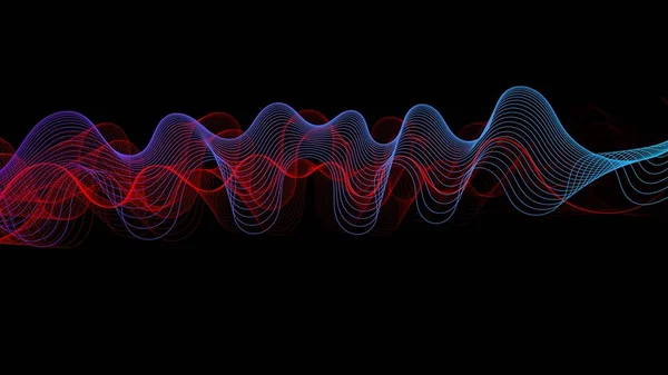 Blue and red color wavy line on black background. wavy geometric abstract line.