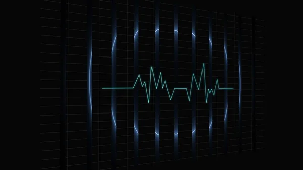 Digital heart rate graph, heart beat icon wave background.