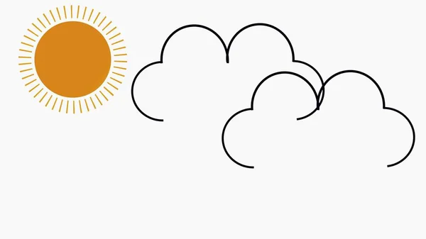 Abstract cloud and sun icon on white background illustration.