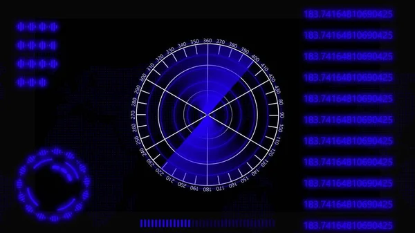 Digital technology radar screen on dark background HUD Interface design illustration background.