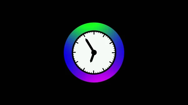 Abstract rainbow color circle watch icon, white color watch and black color indicator on black background.