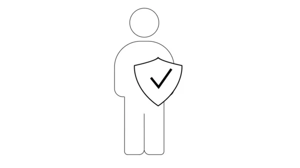 shield and pictogram businessman icon over white background