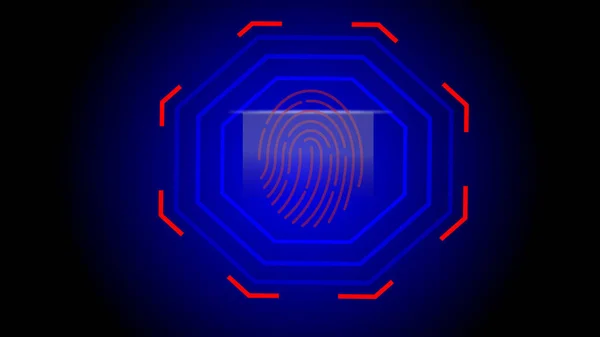 Hi-tech technology fingerprint scanning security system illustration background.