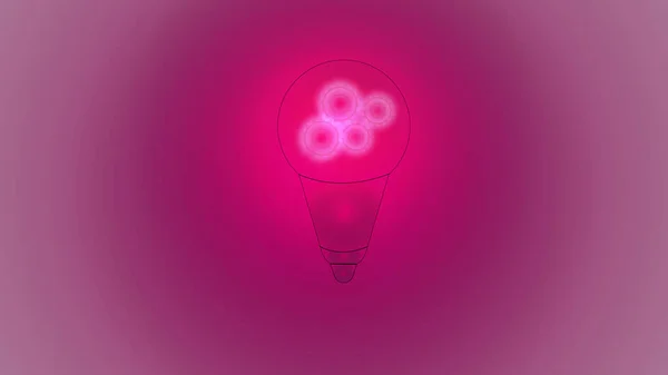 Pink color light lamp icon on gears wheel technology background.