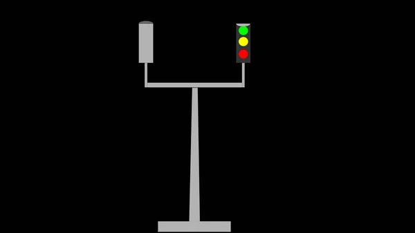 Traffic control light signal isolated on black color illustration background. red, green, and yellow color light.
