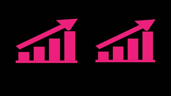 Business graph chart and growth profit success arrow on black background.