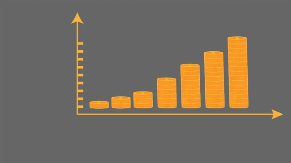 Digital business graph chart and success arrow indicating profit on gray black background.
