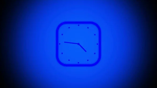Square shape abstract 3d clock illustration on blue background.