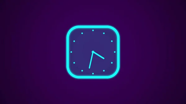 Square shape abstract 3d clock illustration on purple color background.