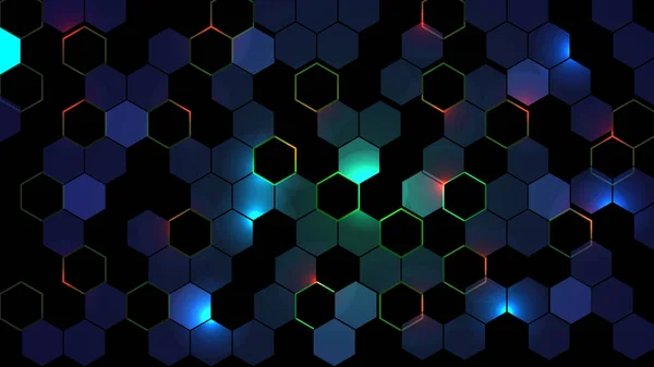 Colorful digital technology hexagon honeycomb Concept of creativity illustration background.