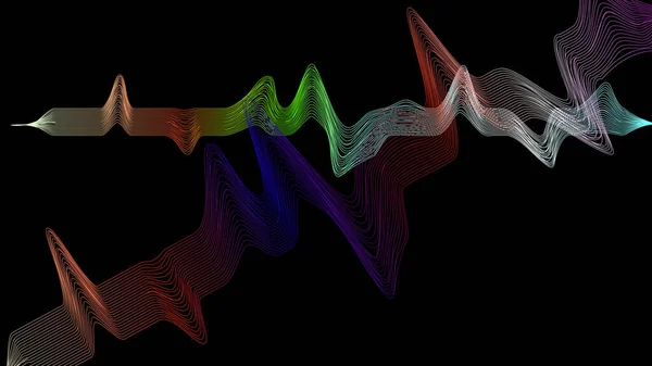 Beautiful design colorful wave line on black color illustration background.