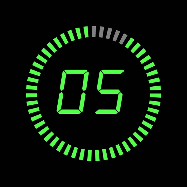 Digital Pi diagram countdown timer with 05 number outline style design illustration background.