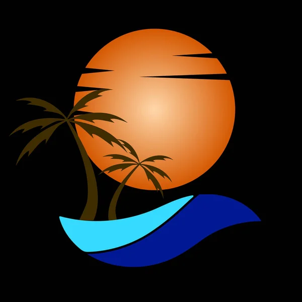 Beach background of Sunset and sea Design logotype illustration background.