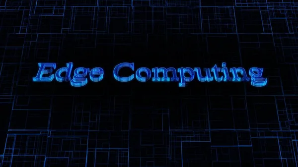 Edge Computing text concept on si-fi technology circuit line particles illustration background.