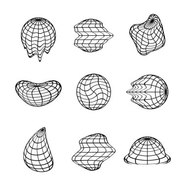 Eriyen küre. Erimiş silueti olan ağ küresi, ısınan iklim, ekoloji kıyameti gezegen sembolü. Tişört Dünya tasarım vektör seti. Hasarlı veya sönmüş küreler izole edilmiş koleksiyon