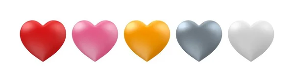 Corações Cor Coração Forma Balão Vermelho Rosa Dourado Branco Prata — Vetor de Stock