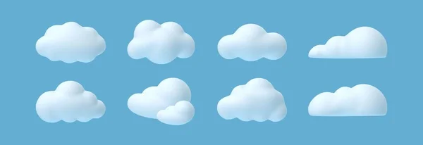 Nube Nubes Esponjosas Dibujos Animados Blancos Forma Burbuja Cielo Azul — Archivo Imágenes Vectoriales
