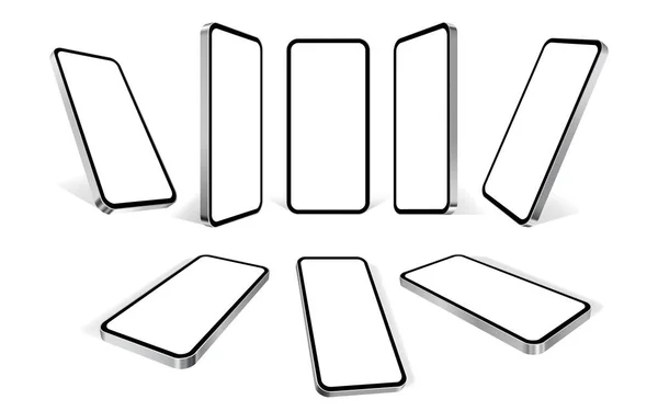 Una Maqueta Telefónica Smartphone Con Pantalla Blanco Plantilla Teléfono Celular — Vector de stock