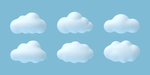 Nubes Nube Blanca Dibujos Animados Verano Cielo Azul Primaveral Formas — Archivo Imágenes Vectoriales