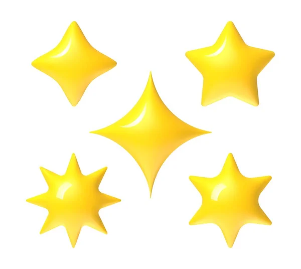 Третья Звезда Желтые Звезды Эмодзи Обзора Рейтинга Пользовательского Интерфейса Мультфильм — стоковый вектор