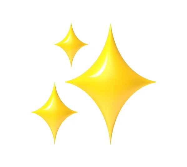 輝く星 絵文字 スパークルゴールデン3Dスタイルのスターアイコン ソーシャルメディアプラットフォームのシンボル 抽象的な要素ベクトルセットを輝かせる黄色の漫画 光沢のあるアイコン 最高のサービスレート — ストックベクタ