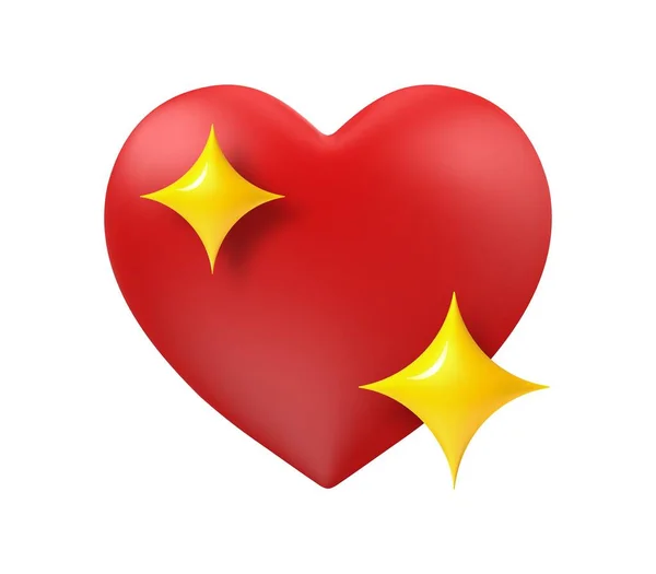 Sparkling Heart Emoji Red Heart Yellow Sparkles Stars Social Media — Stock Vector