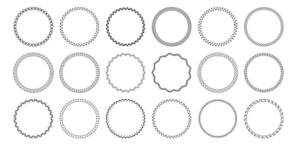 Sycirkelbågar Broderi Cirkulära Mönsterkanter Dekorativ Sydd Rund Design Sömmar Cirklar — Stock vektor