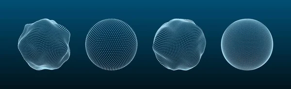 Сферическая Сетка Формы Глобуса Точками Сеткой Линий Структура Шаровой Проволоки — стоковый вектор