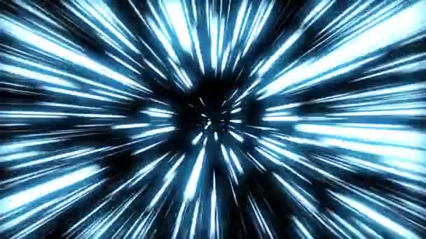超空间跳跃4K动画 穿越深空 宇宙光速隧道 外层空间旅行的概念 Fx背景 有闪亮的星暴 抽象的超空间跳跃 — 图库视频影像